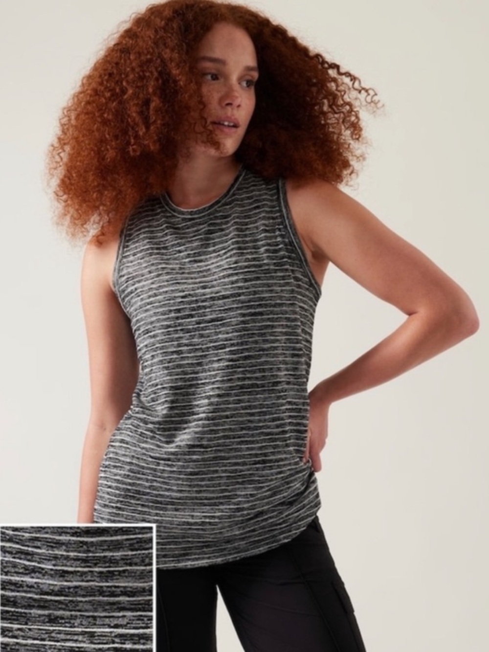 Athleta Breezy Heather Tank Gray Striped Sleeveless Tank Top sz XS Athleisure - Picture 3 of 8